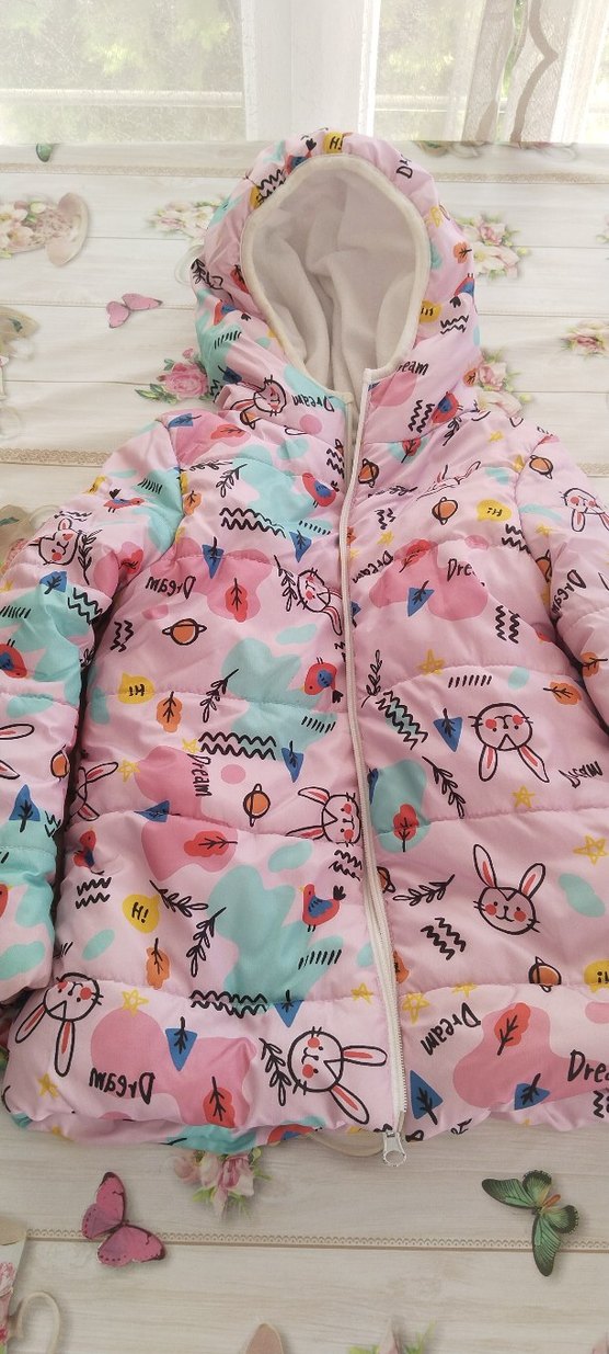 Kız Çocuk Kapüşonlu Pembe Mont - Görsel 4