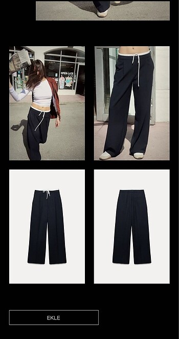 Zara Zara çift bel bantlı wide leg pantolon