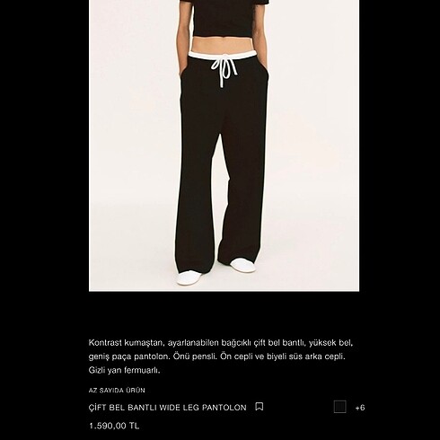 xs Beden Zara çift bel bantlı wide leg pantolon