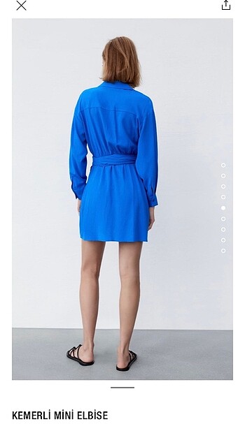 xs Beden mavi Renk Zara kemerli mini elbise