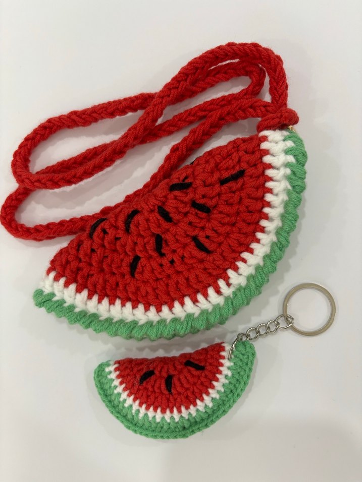 Örgü Karpuz Anahtarlık ve Gözlük Kılıfı Takım - Görsel 2