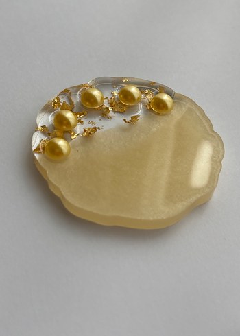 Epoksi İnci Detaylı Altın Varaklı Hediyelik Magnet - Görsel 4