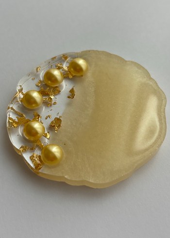 Epoksi İnci Detaylı Altın Varaklı Hediyelik Magnet - Görsel 3