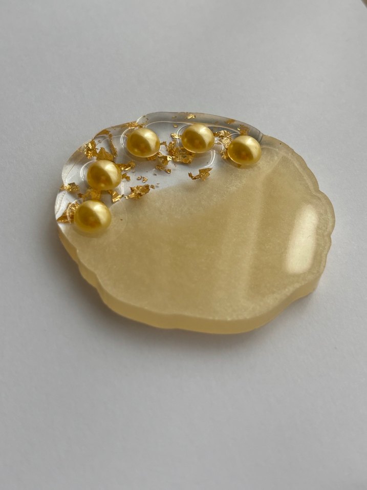 Epoksi İnci Detaylı Altın Varaklı Hediyelik Magnet - Görsel 4