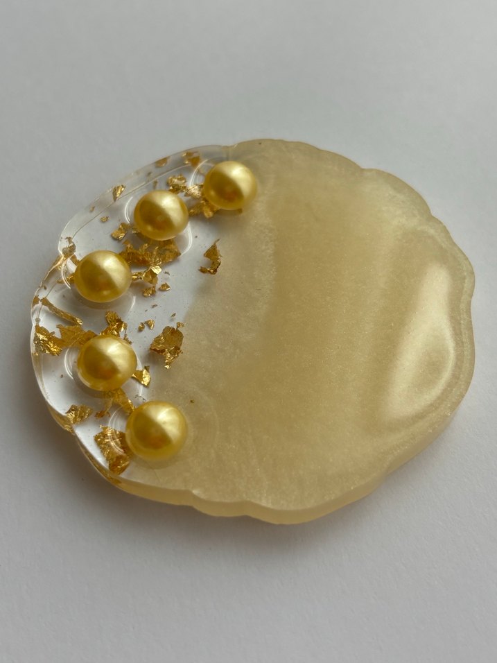 Epoksi İnci Detaylı Altın Varaklı Hediyelik Magnet - Görsel 3