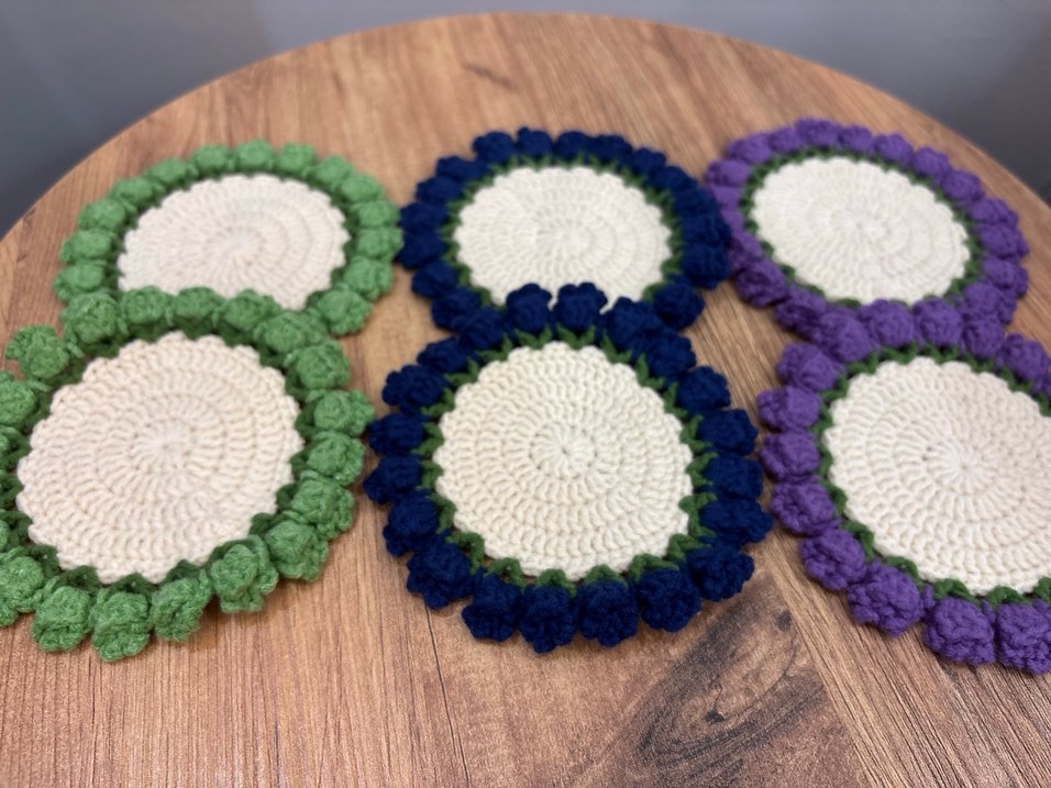 El Örgüsü Çiçekli Bardak Altlığı ve Saksı - Görsel 2