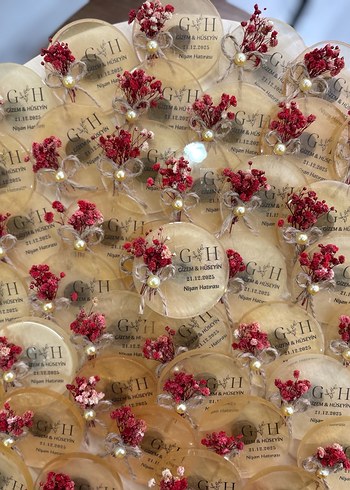 Epoksi Çiçekli İncili Söz Nişan Nikah Düğün Hediyelik Magnet - Görsel 3