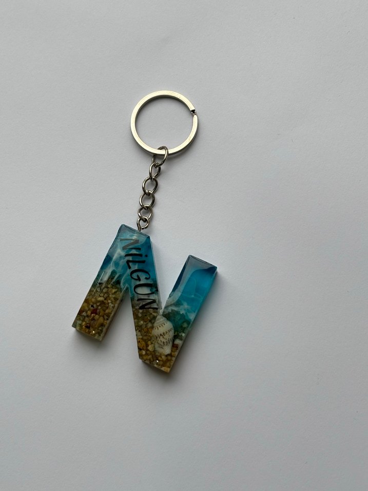 Epoksi Deniz Temalı Harf Anahtarlık - Görsel 3