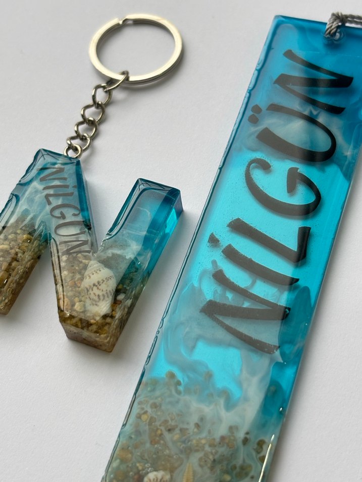 Epoksi Deniz Temalı Kitap Ayracı Ve Anahtarık İkili Set - Görsel 2