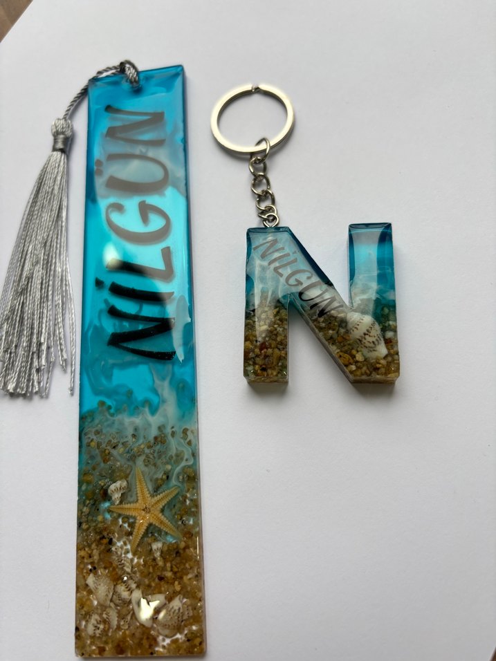 Epoksi Deniz Temalı Kitap Ayracı Ve Anahtarık İkili Set - Görsel 3