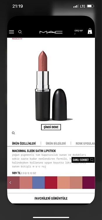 M.A.C Sleek Satin Lipstick (Modesty)