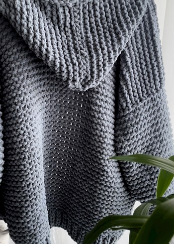 Gri Kapüşonlu Örgü erkek 
Hırka - Görsel 3