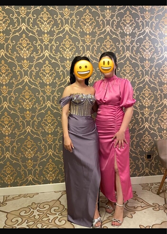 saten pembe elbise - Görsel 2