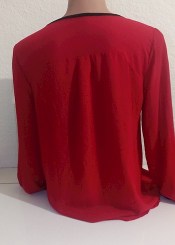 Fermuarlı Kırmızı Uzun Kollu Kadın Bluz - Görsel 2