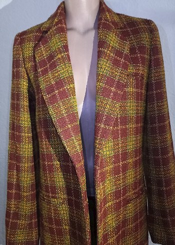 Kahverengi Ekose Uzun Yün Kadın Kaban - Görsel 3