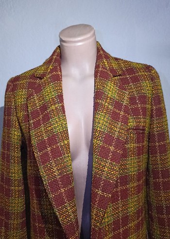 Kahverengi Ekose Uzun Yün Kadın Kaban - Görsel 2