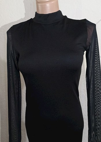 Trendyol marka Siyah arkası yırtmaçlı elbise - Görsel 2