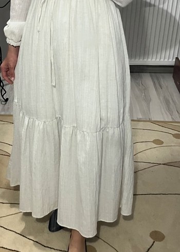 Uzun Keten Bohem Elbise - Görsel 2