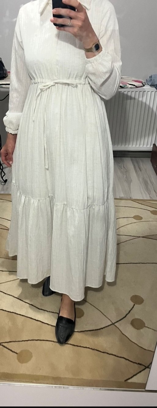 Uzun Keten Bohem Elbise - Görsel 2