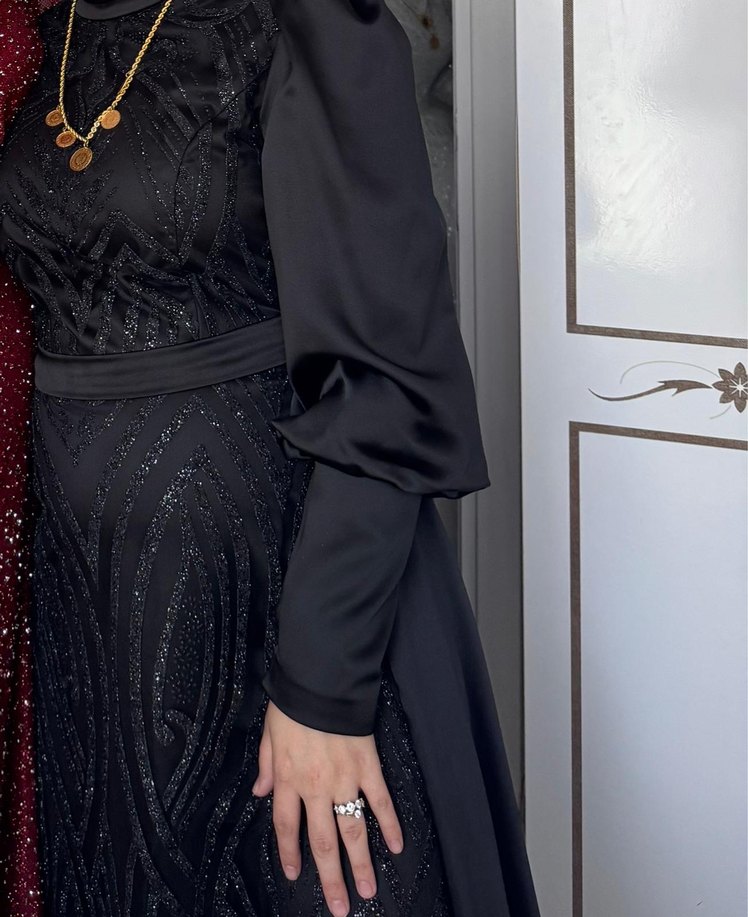 Uzun Siyah Gotik Abiye Elbise - Görsel 2