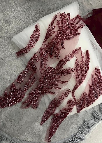 Bordo Kadın Bohem Drapeli Şal - Görsel 2