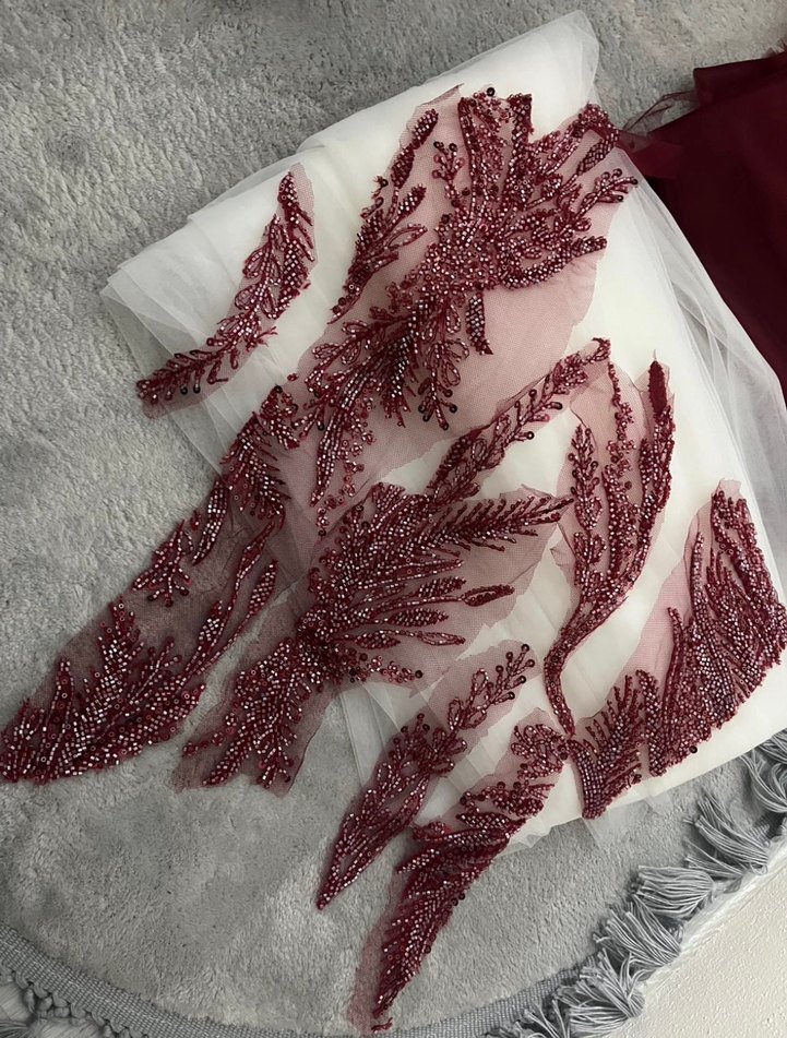 Bordo Kadın Bohem Drapeli Şal - Görsel 2