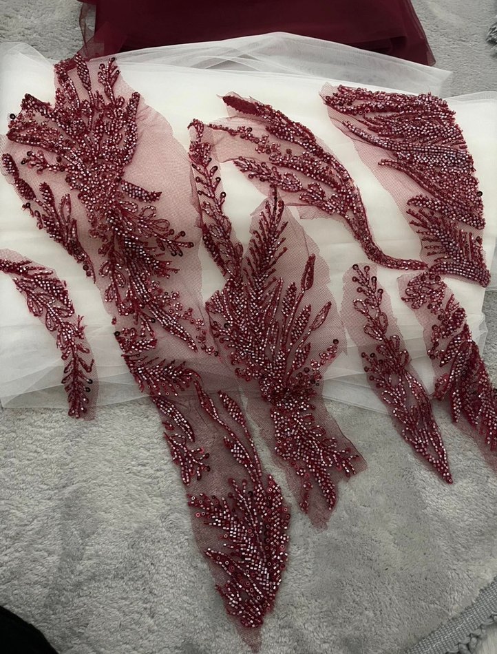 Bordo Kadın Bohem Drapeli Şal - Görsel 3