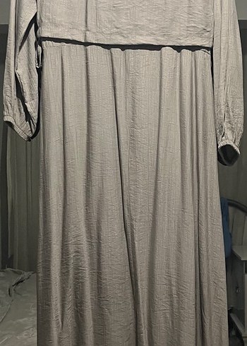 Uzun Bej Keten Bohem Elbise - Görsel 2