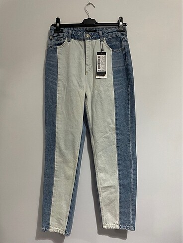 İki Renkli Denim Jeans Pantolon