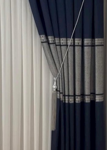 Gri Nakışlı Modern Perde