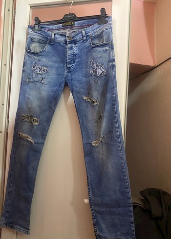 Erkek Mavi Bol Kesim Kot Pantolon