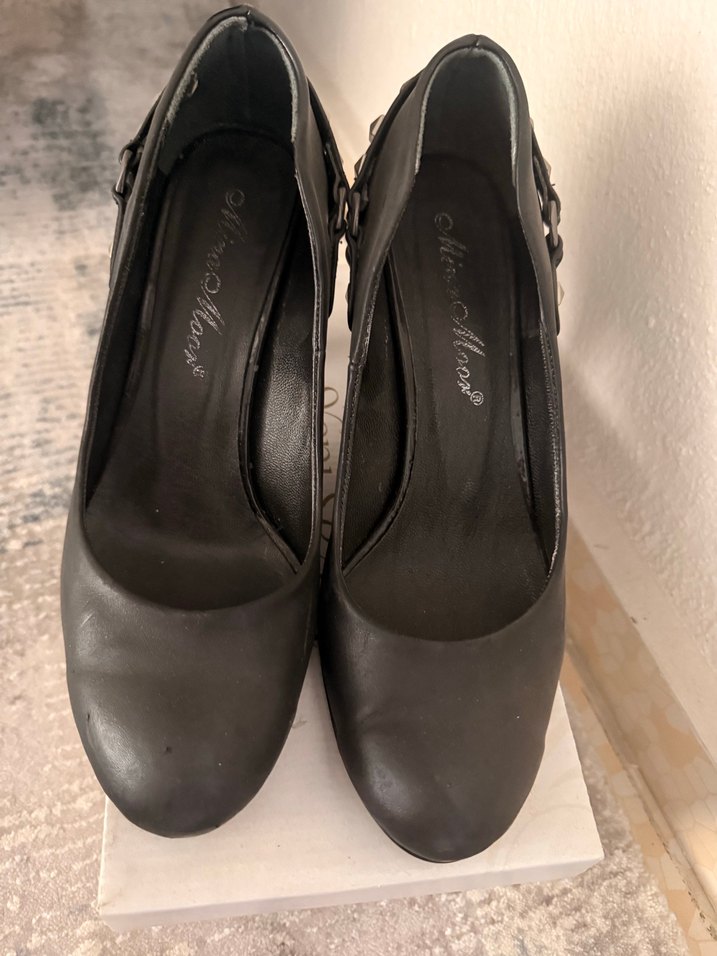 Siyah Tokalı Topuklu Stiletto - Görsel 2