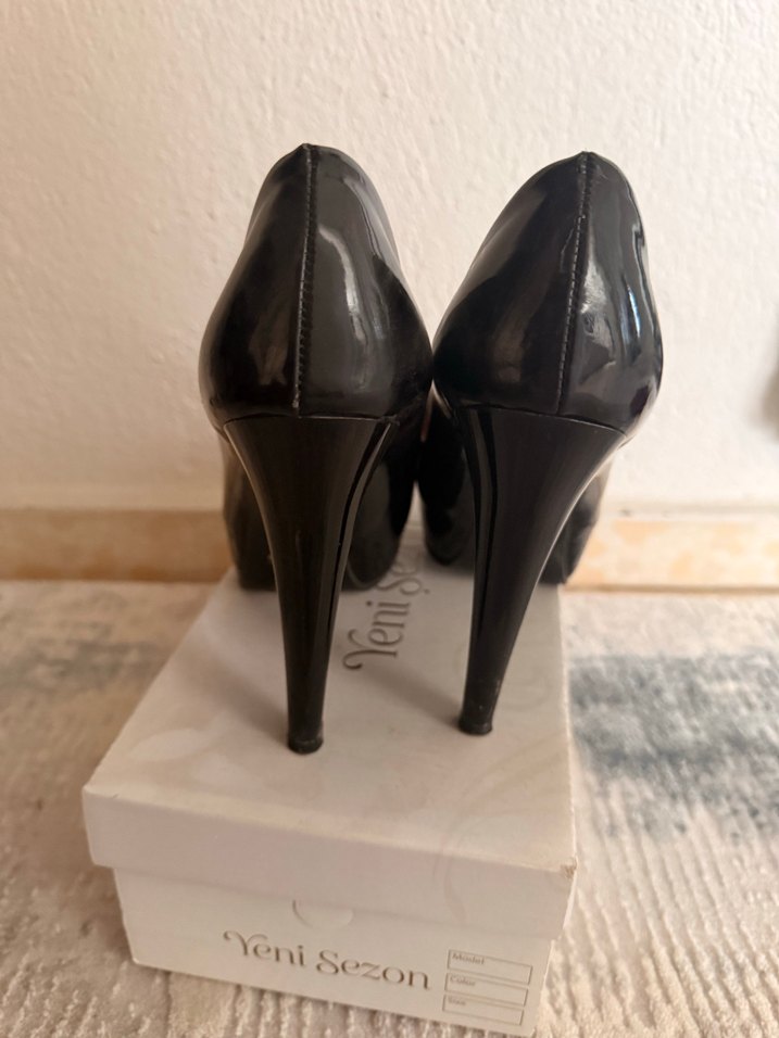 Siyah Rugan Platform Topuklu Stiletto - Görsel 3