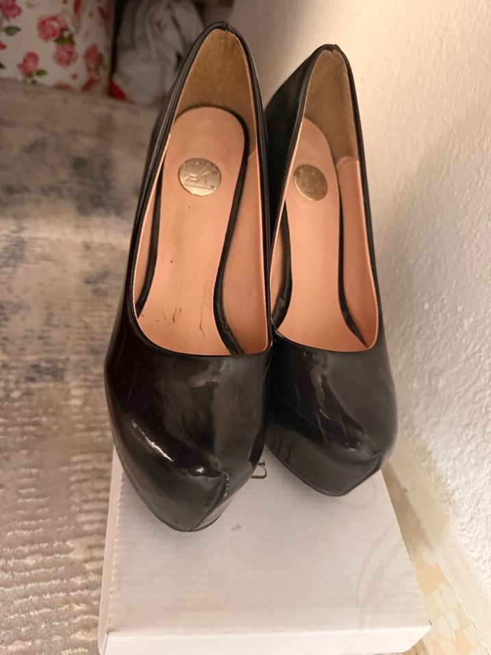 Siyah Rugan Platform Topuklu Stiletto - Görsel 2