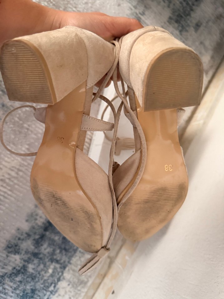 Bej Süet Kadın Topuklu Ayakkabı - Görsel 4