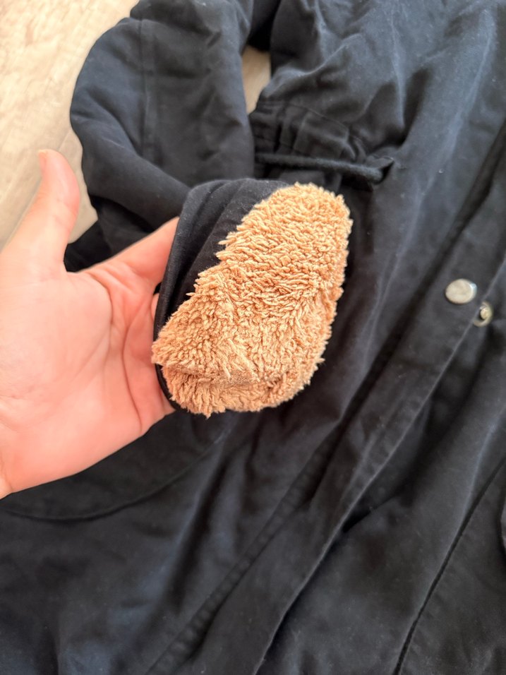 Kadın Siyah Midi Kışlık Mont Kürklü Kapüşonlu - Görsel 5