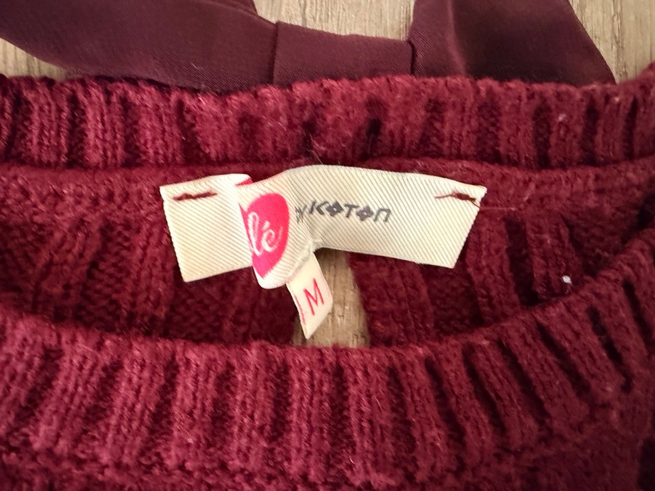 Bordo uzun Kollu Örgü Kadın Kazak - Görsel 4