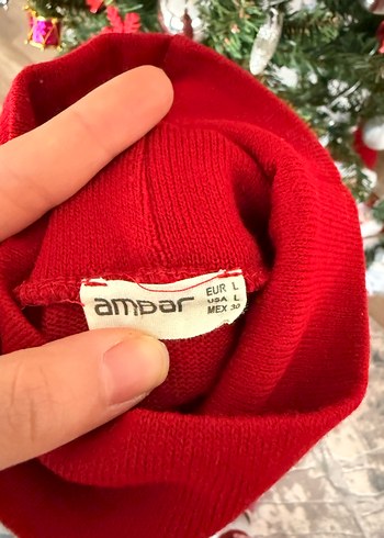 Kırmızı balıkçı Yakalı Kadın Triko - Görsel 3