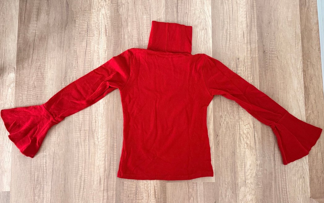 Kırmızı balıkçı Yakalı Kadın Triko - Görsel 2