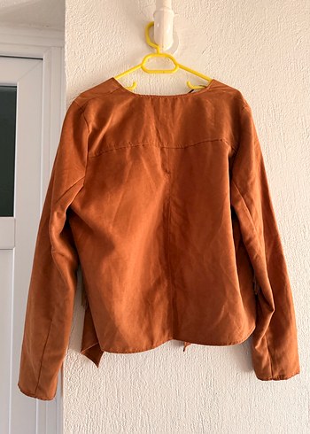 Püsküllü Kahverengi Süet Kadın Ceket - Görsel 3