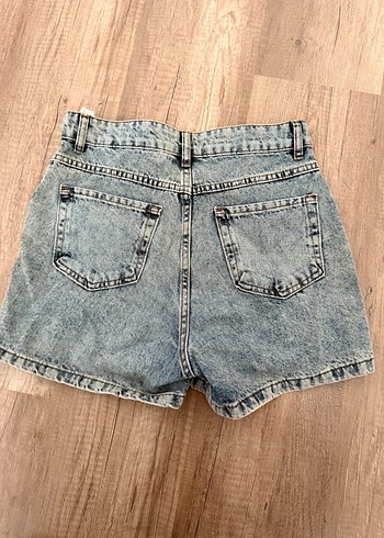 Mavi Kot Mini Şort Etek - Görsel 2