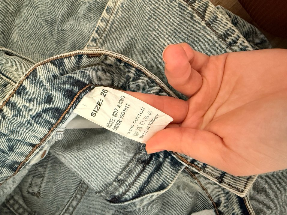 Mavi Kot Mini Şort Etek - Görsel 3