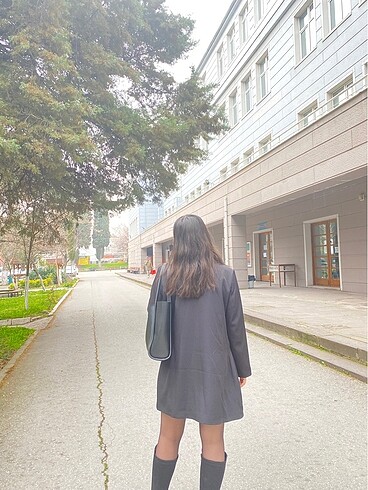Trendyol & Milla Siyah çift düğme detaylı astarlı blazer dokuma ceket