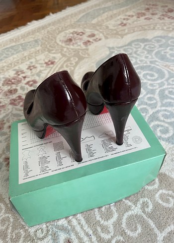 Bordo Parlak Rugan Kadın Stiletto - Görsel 3