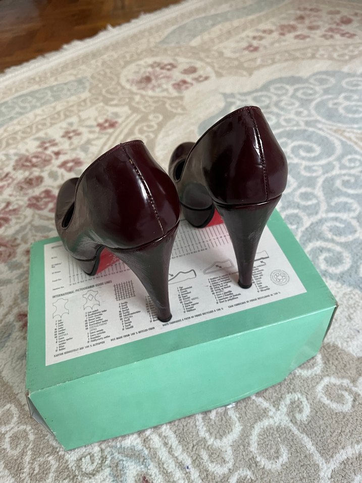 Bordo Parlak Rugan Kadın Stiletto - Görsel 3