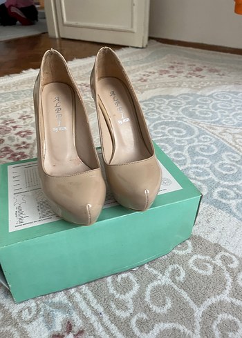 Bej Rugan Kadın Stiletto Topuklu Ayakkabı - Görsel 2