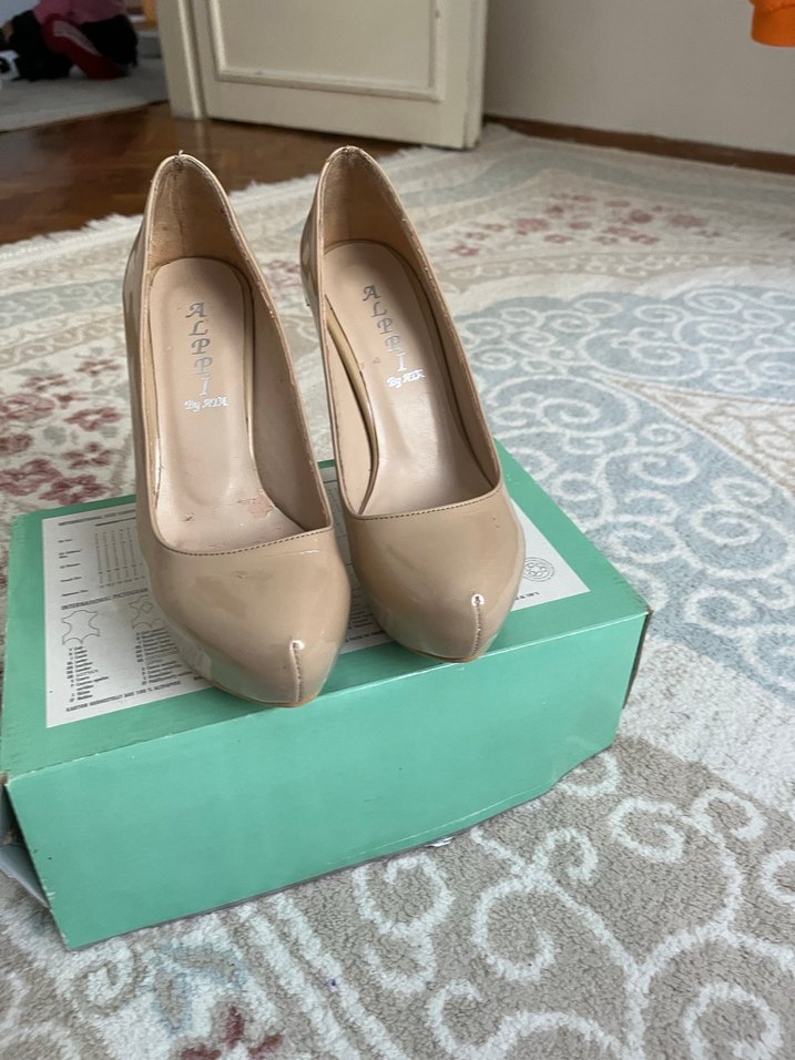 Bej Rugan Kadın Stiletto Topuklu Ayakkabı - Görsel 2