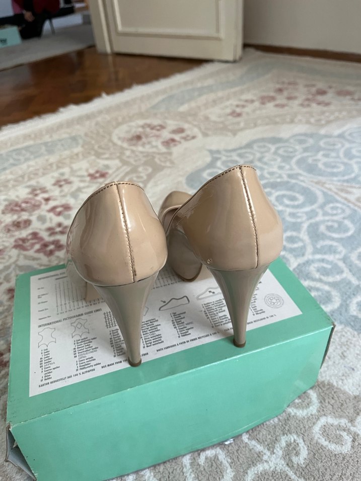 Bej Rugan Kadın Stiletto Topuklu Ayakkabı - Görsel 3