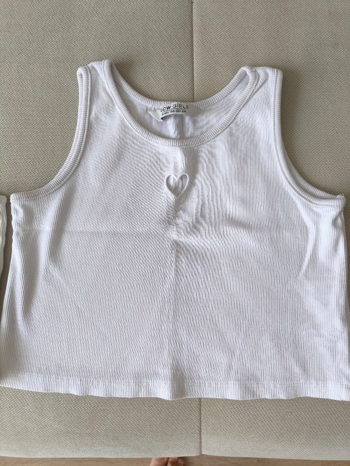 Beyaz Kız Çocuk sporcu crop 2'li Set - Görsel 2