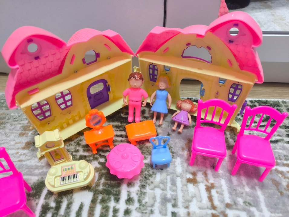 Pembe Renkli Mini Bebek Evi Oyuncak Seti - Görsel 2